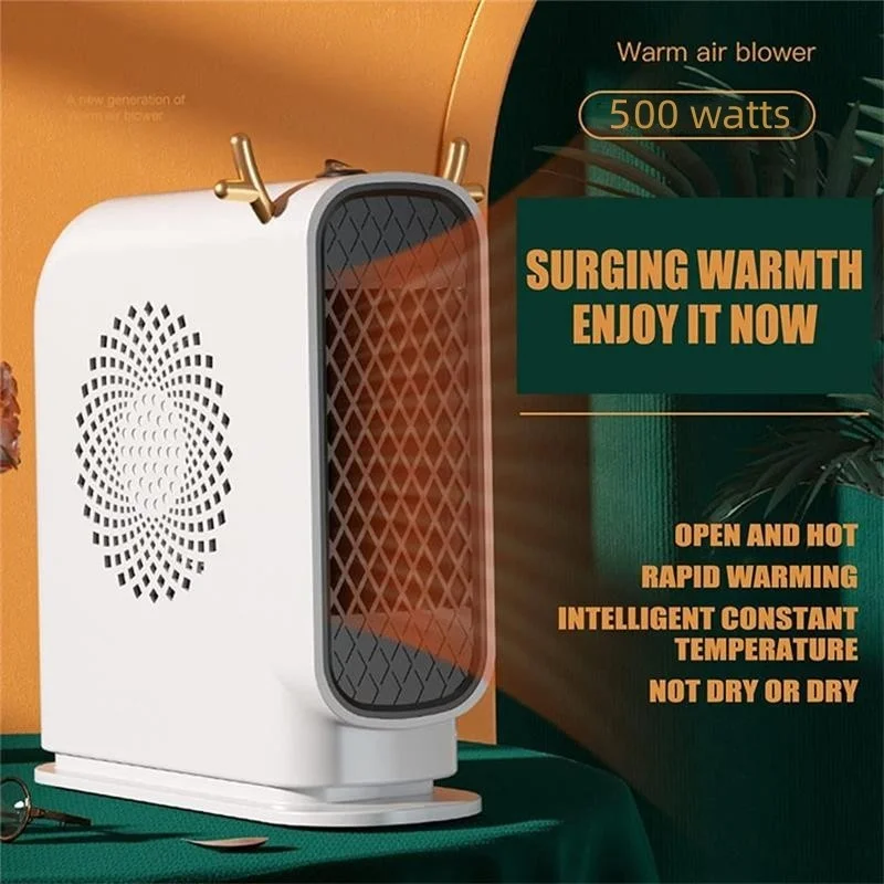 

500W desktop portable electric heater, household high-speed regulating heater, air circulation tower, fan