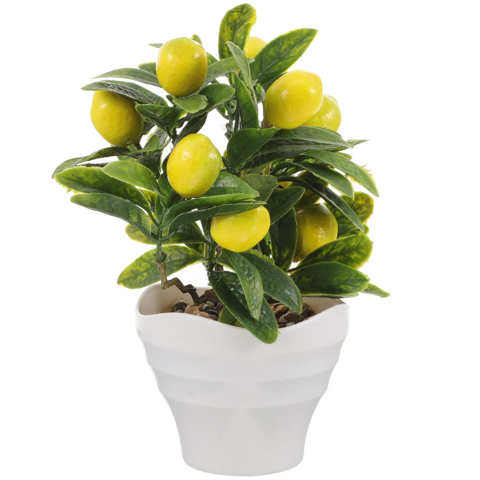 

Green Decor Small Bonsai Fake Decors Faux Potted Plants Indoor Lemon Plastic False Ornaments Figurine
