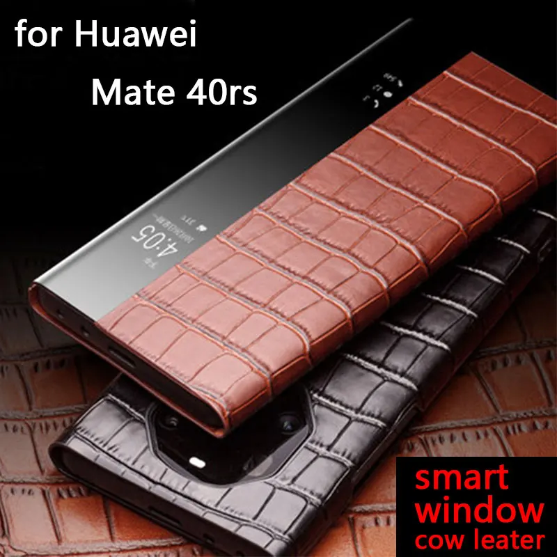 

Модный чехол с окошком для телефона Huawei Mate 40rs Роскошный чехол из натуральной кожи с откидной крышкой для Huawei mate40rs mate 40 rs
