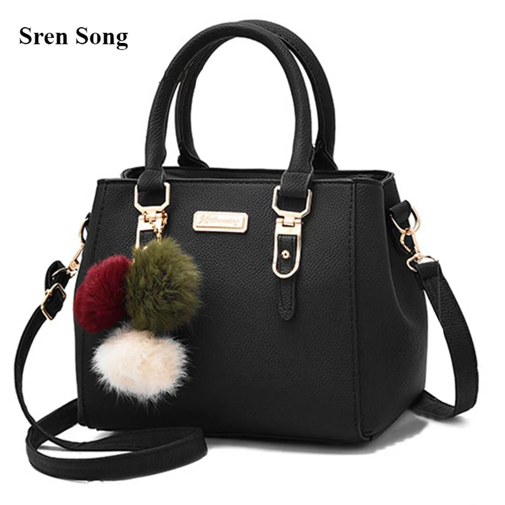 

Модные женские сумочки, сумка-тоут из искусственной кожи с помпоном и вышивкой сверху, сумка через плечо, сумка на плечо, женская сумка в простом стиле