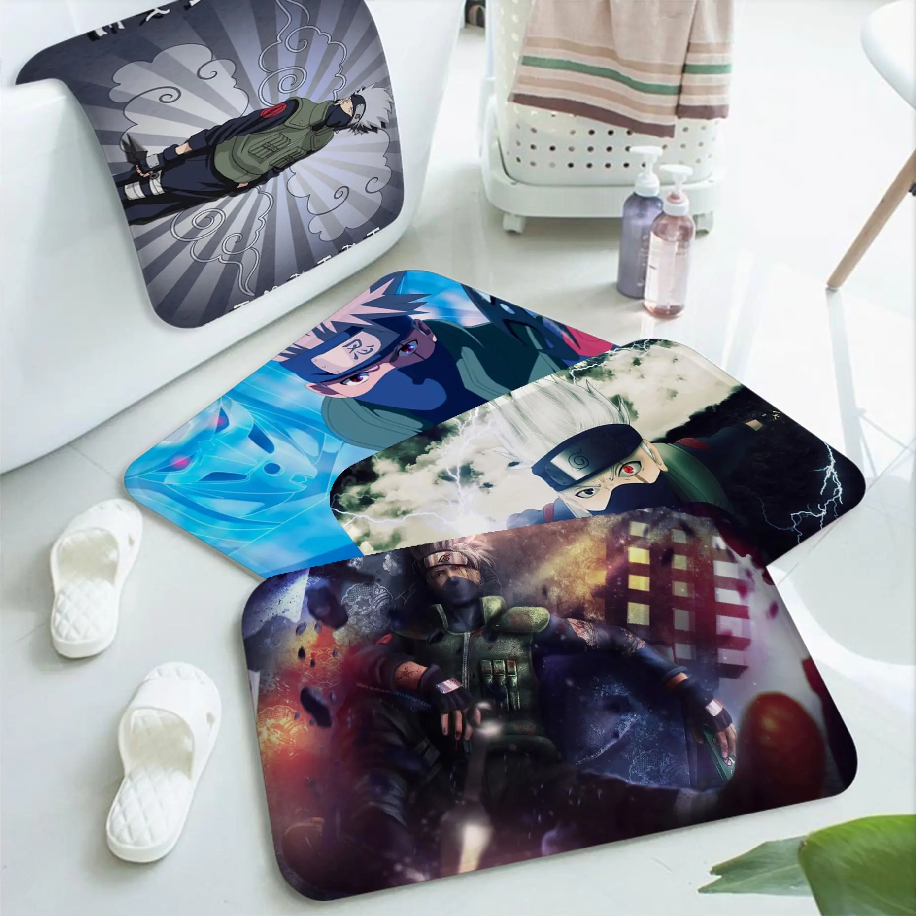 

BANDAI Naruto Kakashi Room Mats Kids Room Bedroom Decoration Balcony Anti-Slip Doormat Living Room Hotel Decor Mat