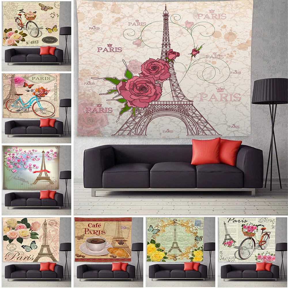 

Eiffel Tower Tapestry Wall Hanging Romantic Wall Tapestry Bedroom Decoration Tapestries Aesthetic Room Dorm Home Decor 150x200cm