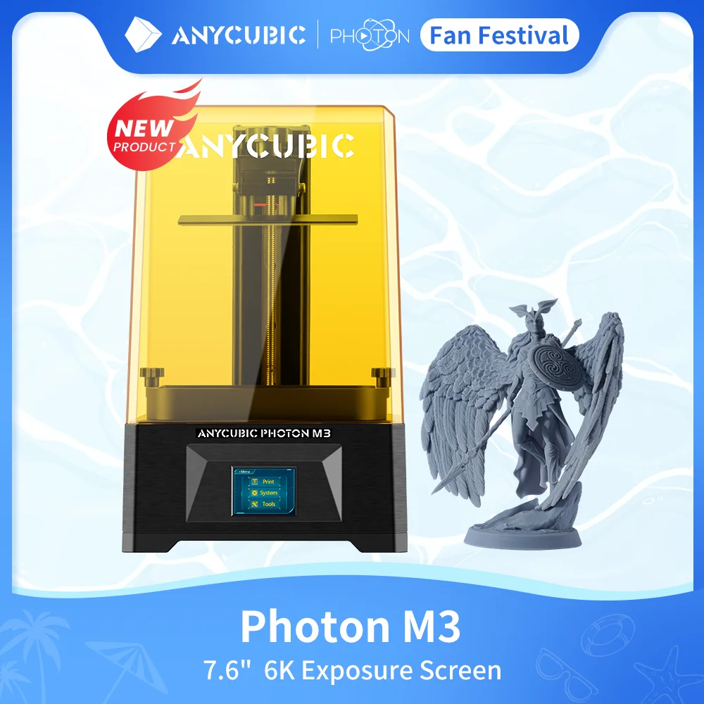Online AnyBubic ウォームホワイト3Dプリンター,7.6インチLCD,sla UV樹脂,4k + DVR画面付き,大型3Dプリンター