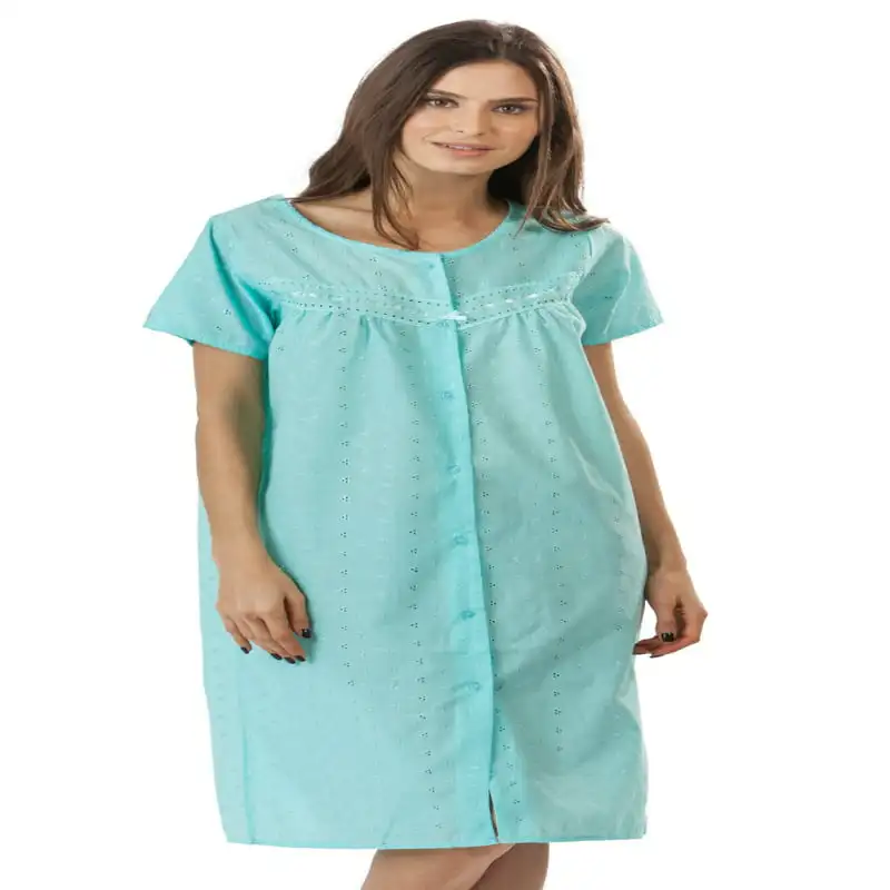

Women`s Short Sleeve Eyelet Embroidered House Dress