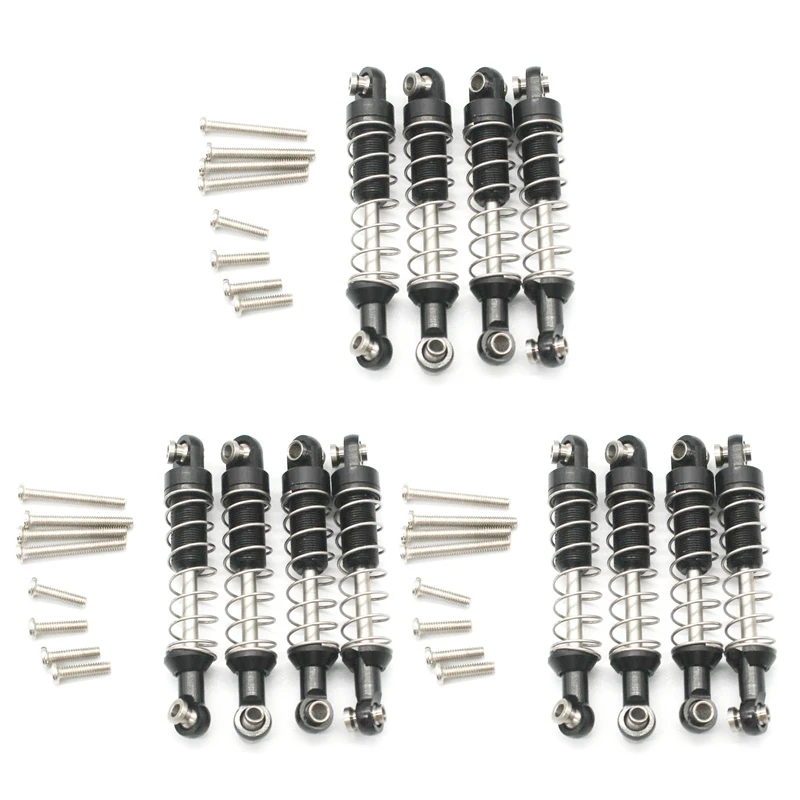 

12 Pcs Metal Shock Absorber Damper for WPL C14 C24 C34 MN D90 D91 D96 D99 D99S MN90 MN99S RC Car Upgrade Parts,Black