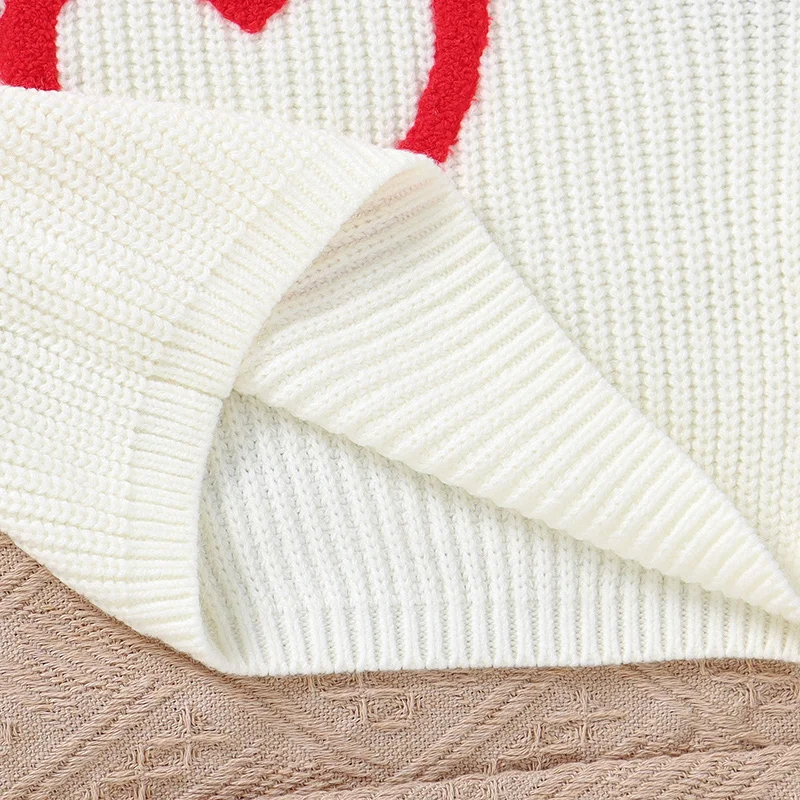 Winter Baby Clothes Fashion Red Heart Knitted Newborn Infant Boys &amp Girls Round Neck Full Sleeve Sweaters Pullovers Toddler Tops