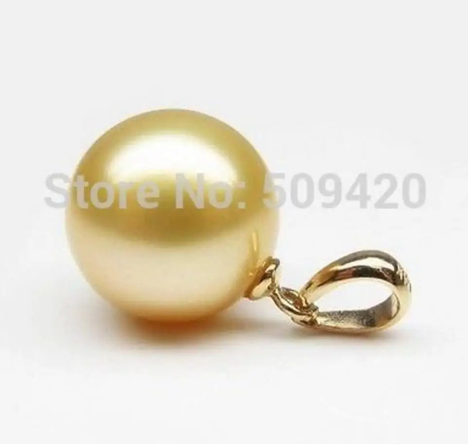 

Wholesale AAA+ 16mm PERFECT ROUND SOUTH SEA golden Shell Pearl Pendant new