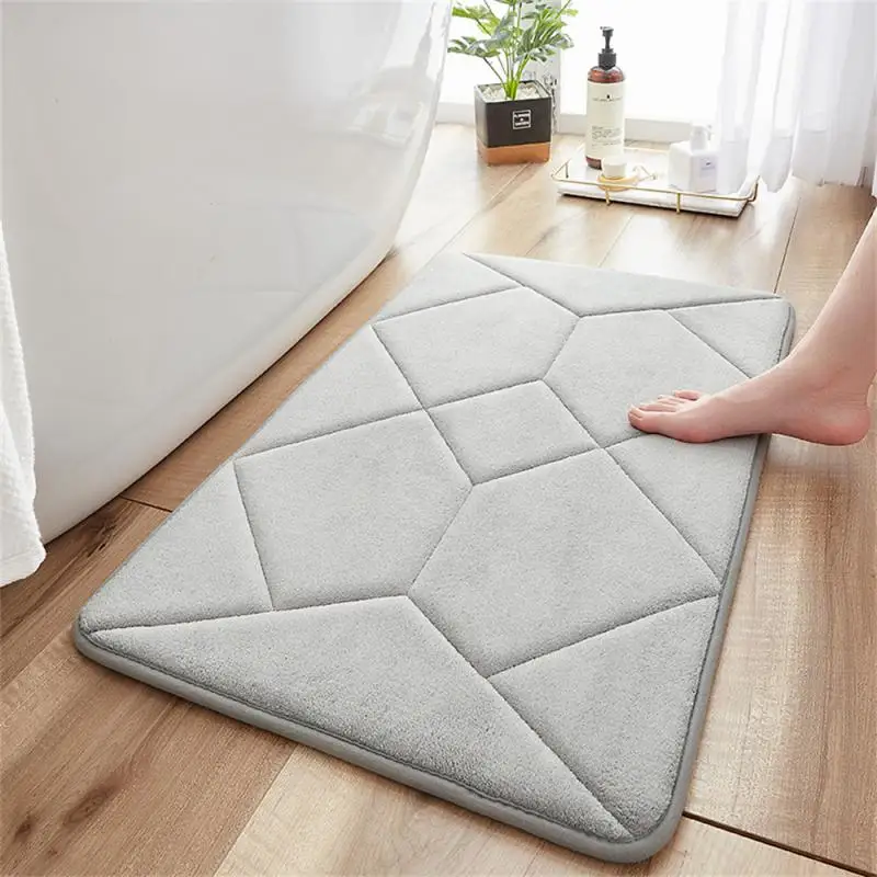 

Thickened Foot Mat Household Absorbent Floor Mat Coral Fleece Floor Mat Memory Foam Bathroom Door Mats Non-slip Mat Embroidered