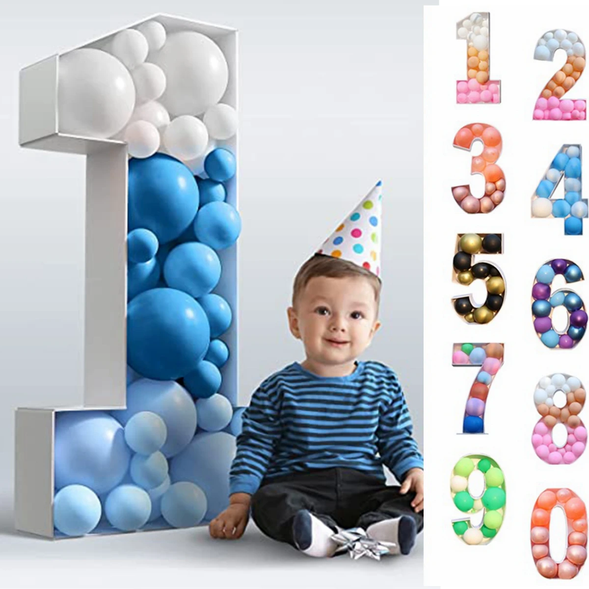 

Balloon Filling Box Giant Birthday Figure 1 one year 1st Birthday Boy Girl Anniversary Baby Shower Gender Reveal Baptism Decor