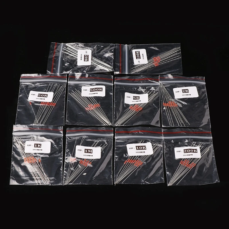 

100 Pcs 10 Values Thermistor 5K 10K 20K 50K 100K 200K 500K 1M