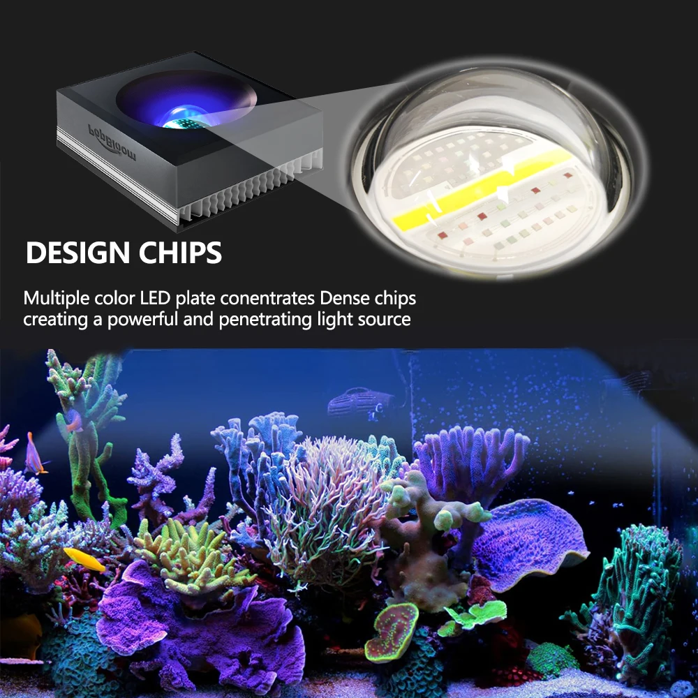 Фото Светодиодный светильник PopBloom RL90 Reef LED с креплением на кронштейн и управлением через приложение, умный светодиодный светильник для морского кораллового аквариума SPS LPS. №4