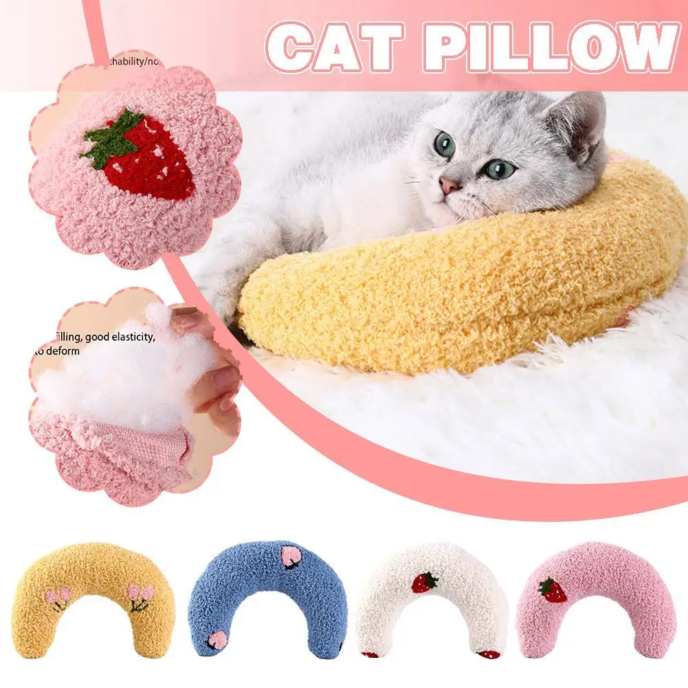 

4 Colors Cats Fashion Little Pillow Neck Protector Deep Sleep Puppy U-Shaped Pillow Cat Pillow Kitten Headrest Dog Kennel Bed