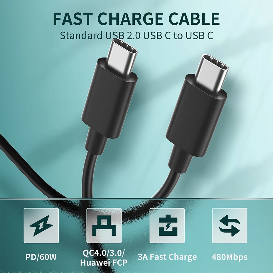 

USB 2.0 USB-C to USB-C Cable 0.3M Fast Quick Charger for Samsung S9 S8 Plus PD Macbook Pro Air NS Switch