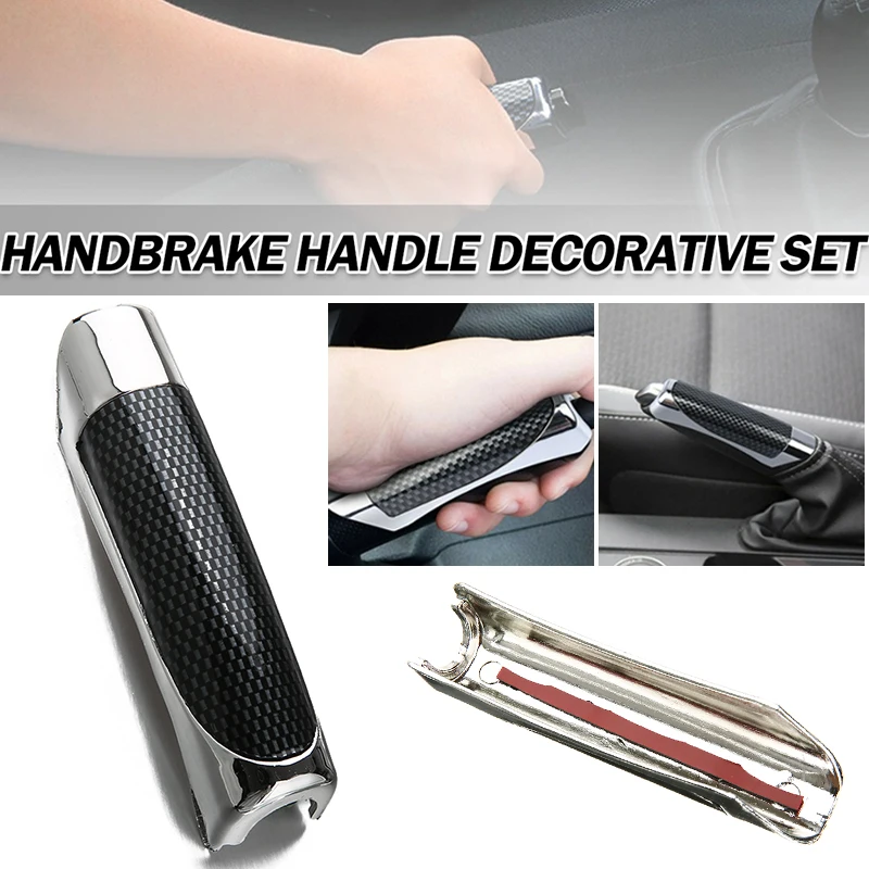 

1pc Universal SUV Car Hand Brake Cover ABS Electroplating Carbon Fiber Black Protector Automobile Interior Decoration