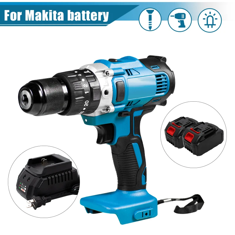 

18V ~21V Electric Cordless Impact Drill 13mm Chuck Rechargeable Electric Electrical Screwdriver Power Tool For Makita Battery
