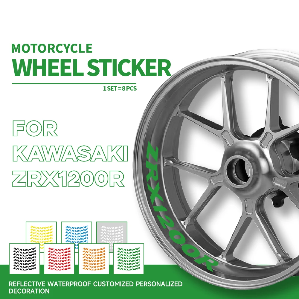 

Waterproof Motorcycle Sticker Decorative Stripe Logo Wheel With MOTO Reflective Inner Rings Decal For KAWASAKI ZRX1200R zxr 1200