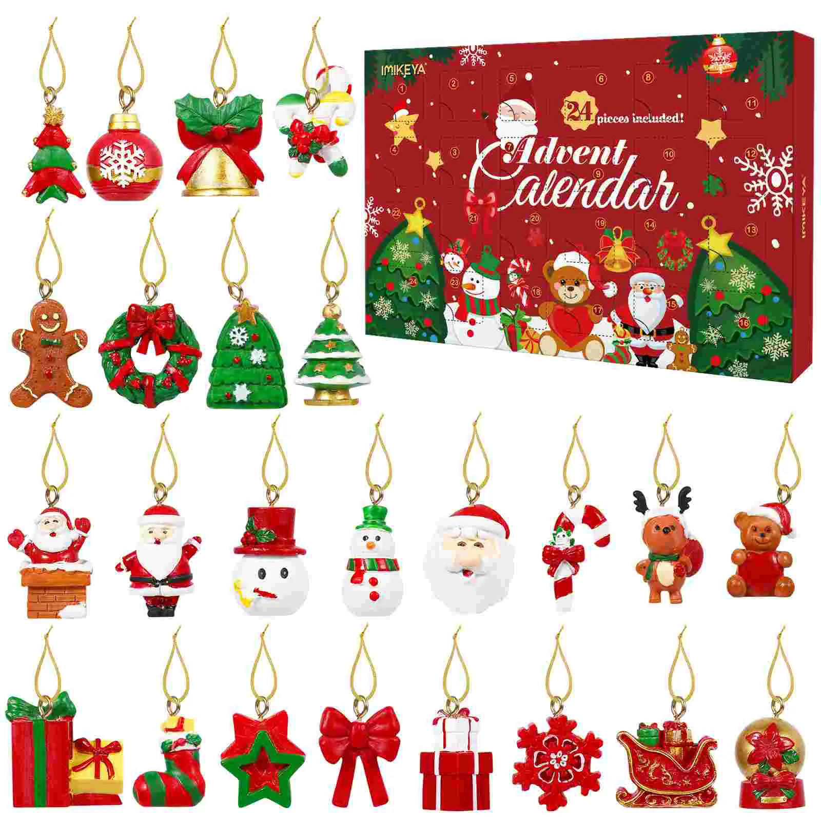 

Christmas Ornaments 24-piece Set Chrsitmas Party Decoration Hanging Charm Themed Charms Xmas Countdown Calendar