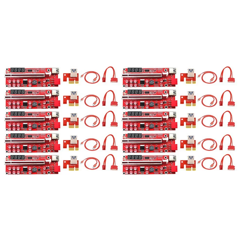 

10Pcs V013 Pro Pcie Riser Card Pcie X1 to X16 Riser Graphics Card Extension Cable Temperature Control for Mining Miner