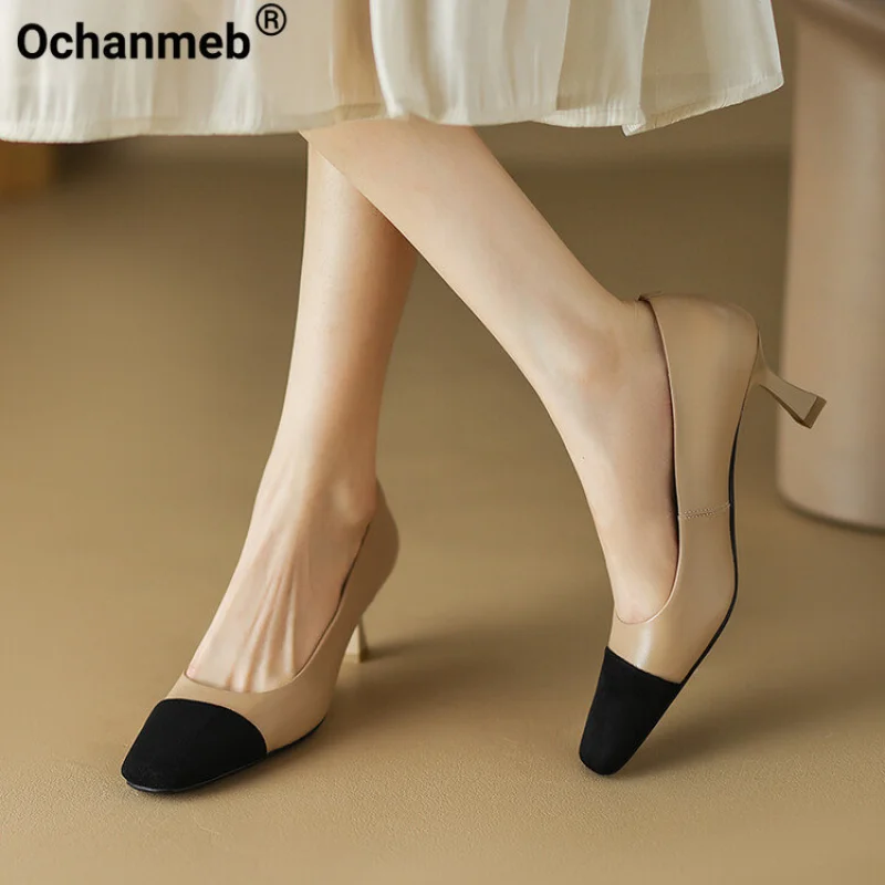 

Женские туфли-лодочки из натуральной кожи, на тонком каблуке, без застежки