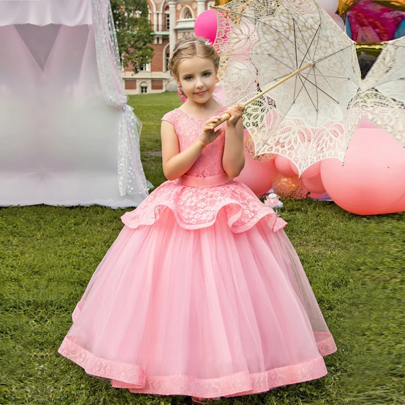 

Длинное кружевное платье для девочек, модная Праздничная вечерние, детская одежда для девочек 6, 8, 10, 12, 14 лет, платье для причастия, платья