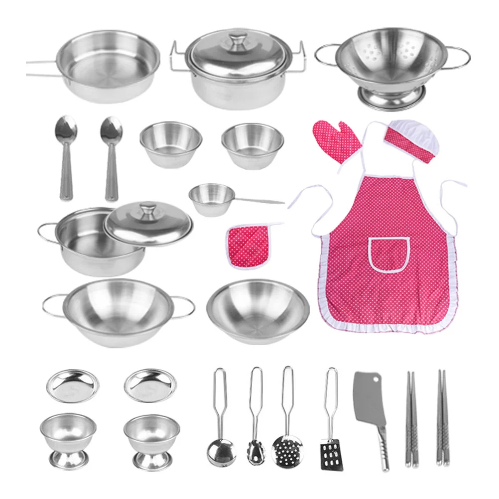 

Kitchen Kidsplay Pretend Cooking Set Accessories Playset Chef Utensils Role Cookware Pots Pans S Costume Children