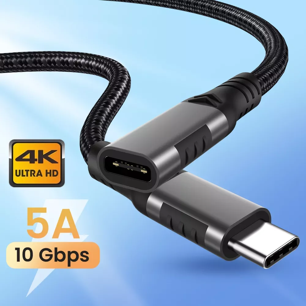 

C Extension Cable Male to Female Type C USB3.2 Gen2 Full-featured Extender Cord for MacBook Pro Samsung S20 Xiaomi 11
