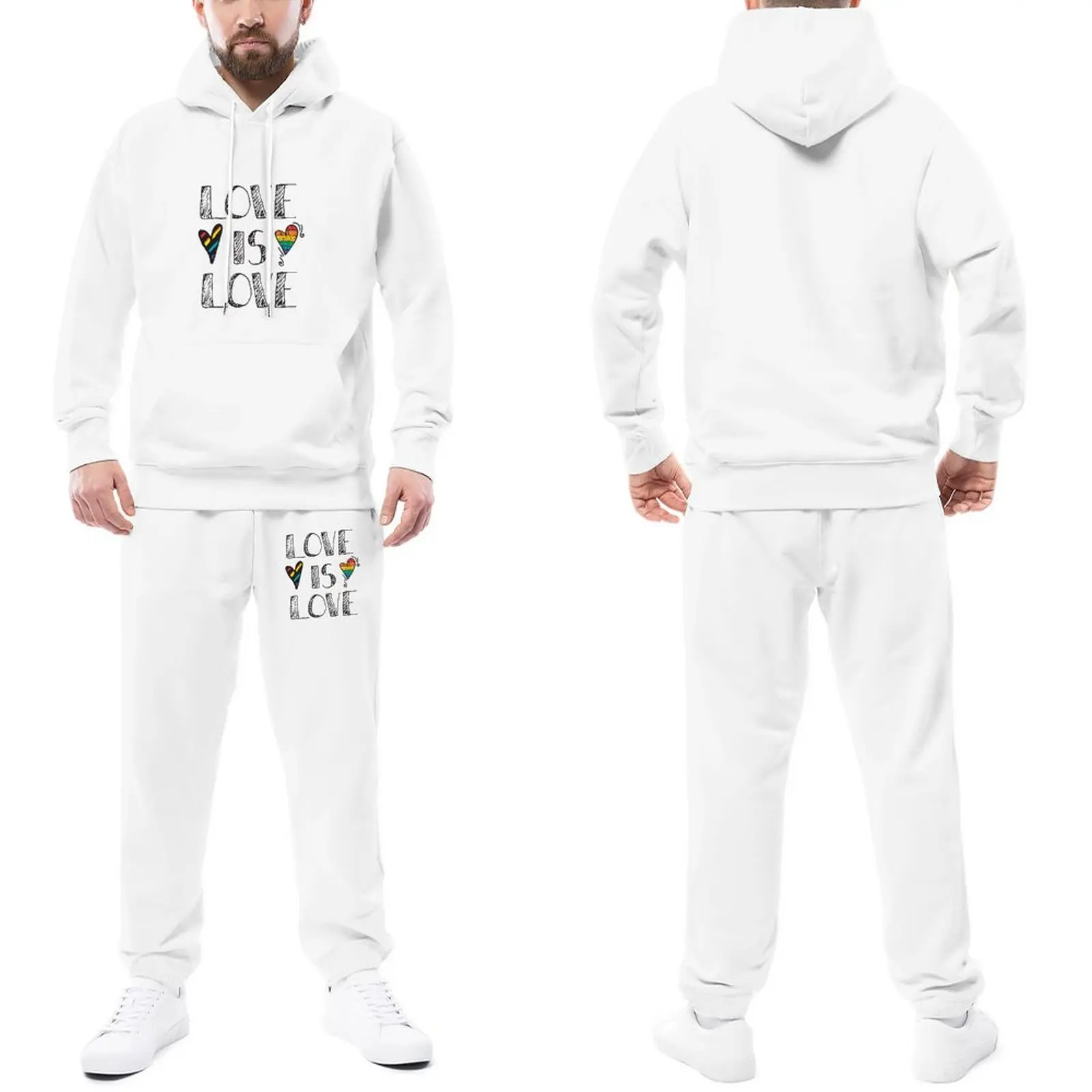 

Trapstar Tracksuits Love Is Love LGBT Gay Casual Jogger Sportswear Couple Homosexual Slogan Hooded Suits Y2K Sweatsuits Big Size