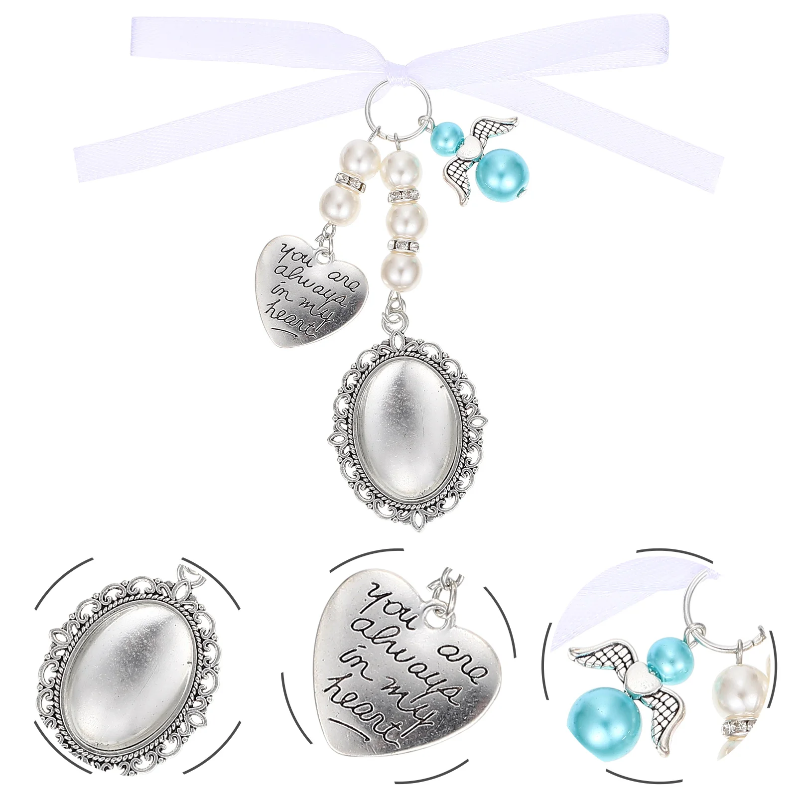 

2 Pcs Key Ring DIY Photo Charms Baby Frame Time Gems Pendants Picture Wedding Bouquet Flower Jewelry