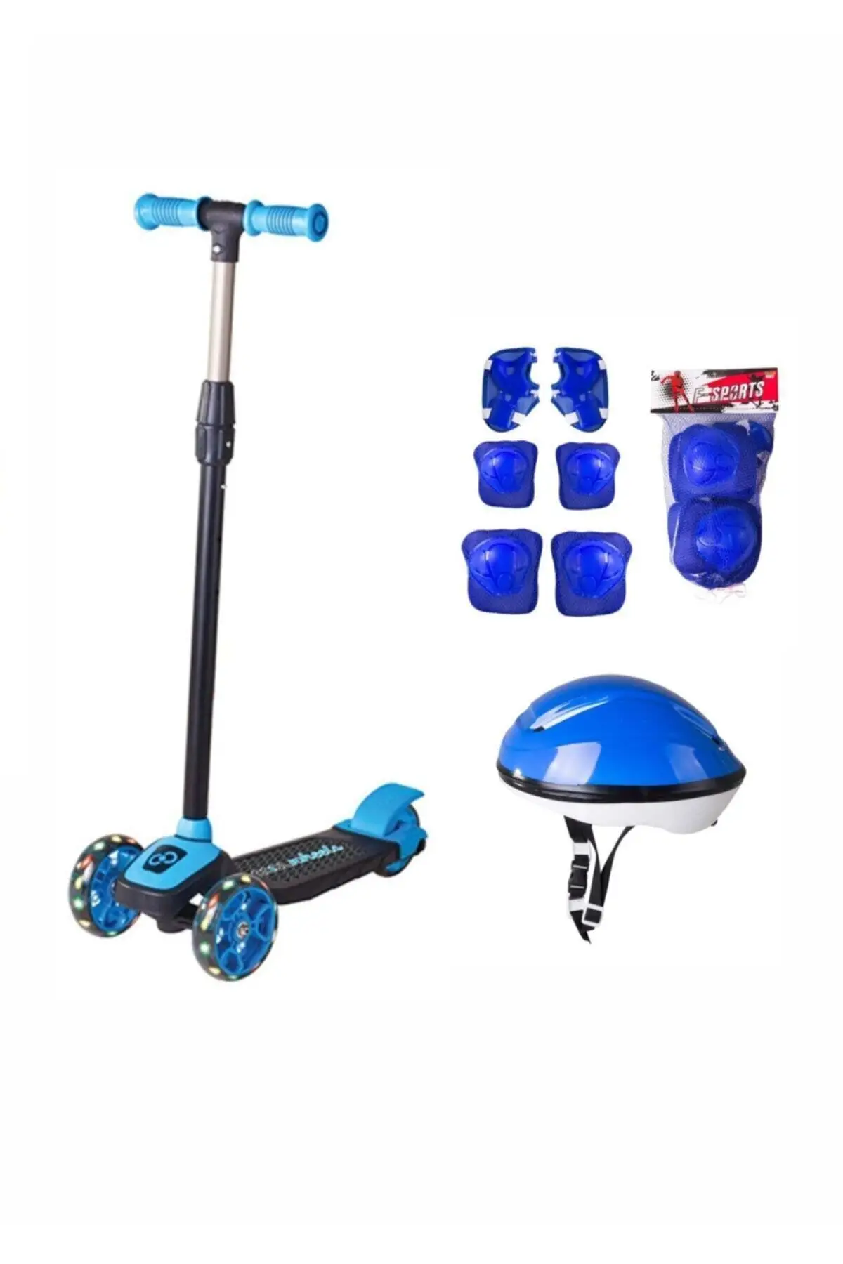 

Unisex Kids Blue Red Orange Led Illuminated 3 Wheel Scooter With Twist Full Set