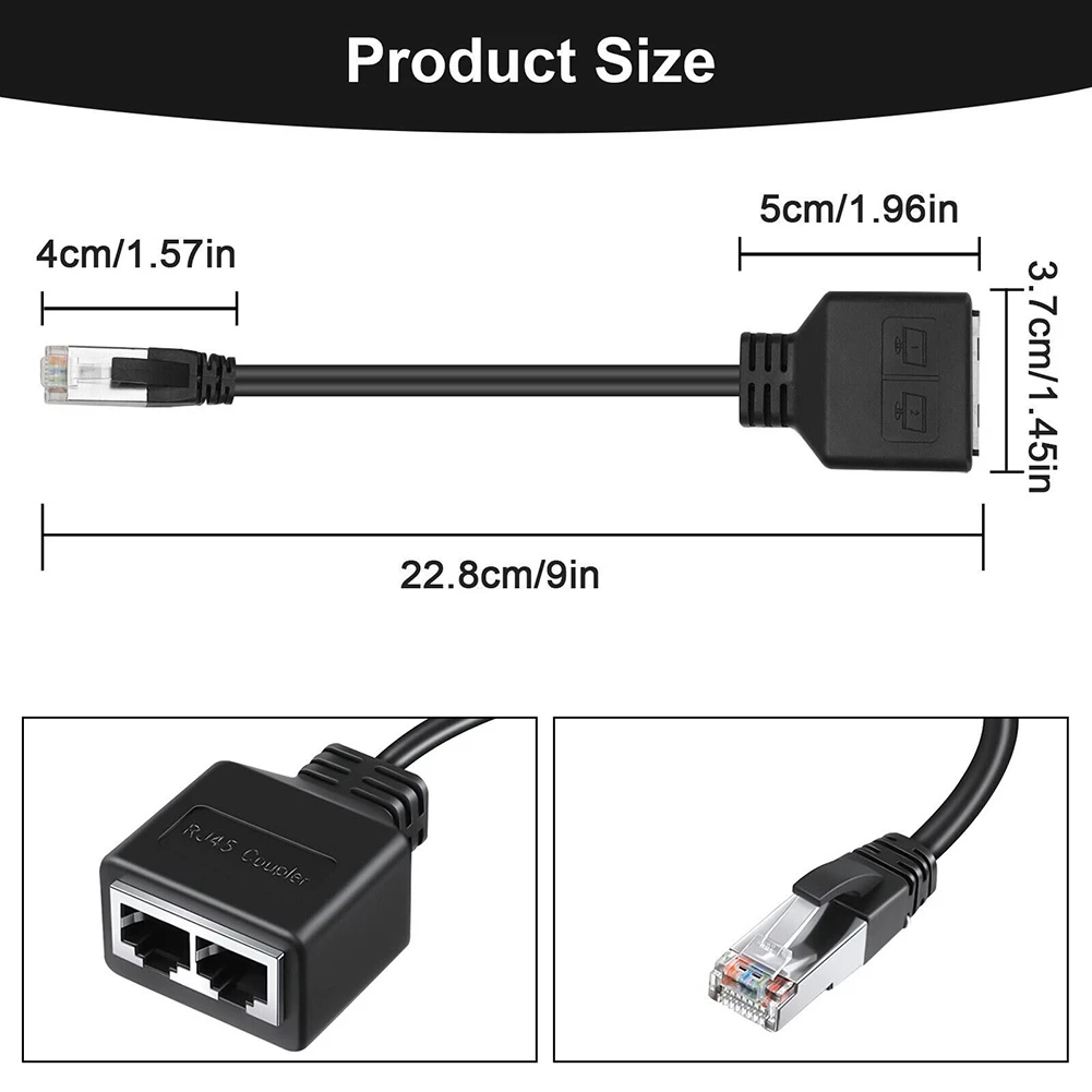 Сетевой адаптер LAN Ethernet Adaptador RJ45 от мужчин до 2 женщин Разветвитель От 1 Кабель
