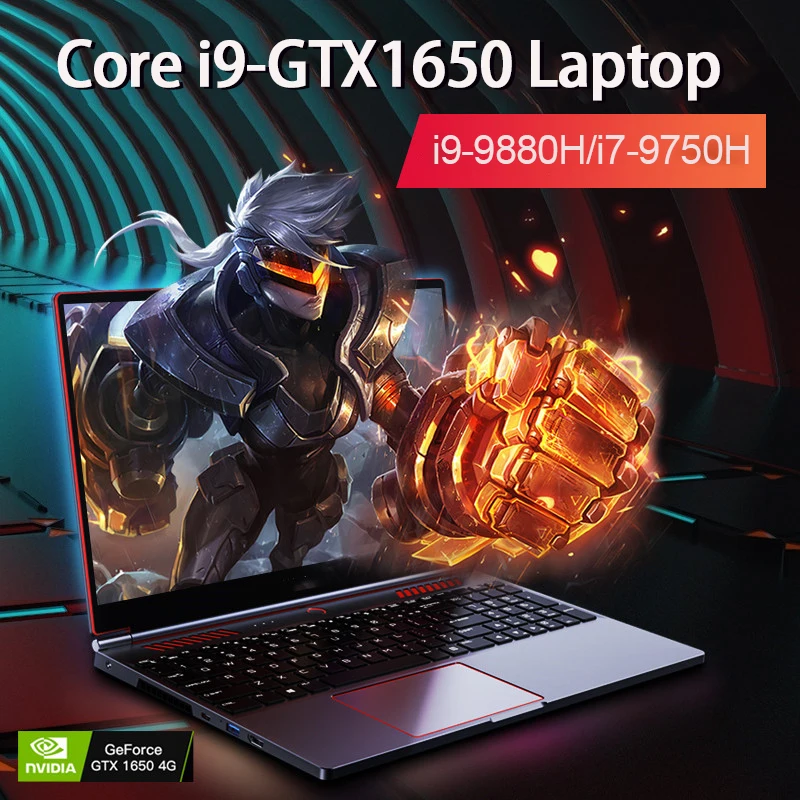16.1 Inch Gaming Laptop Intel Core i9-9880H GTX 1650 4G Ultrabook Computer Windows10/11 2*DDR4 2*M.2 NVMe SSD Fingerprint Unlock