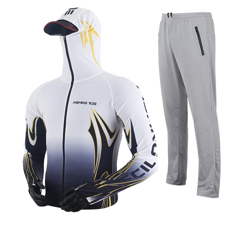 Летняя шелковая одежда для рыбалки Мужская Уличная дышащая куртка Sun UPF50 + с