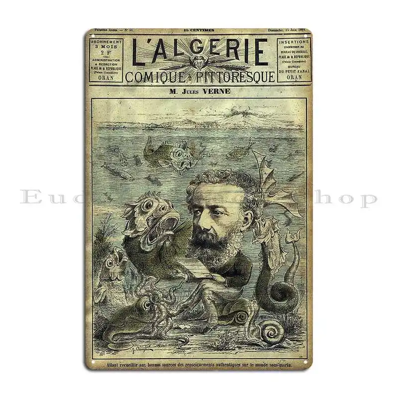 Винтажная периодическая обложка Jules Verne металлическая вывеска для вечеринки утюг