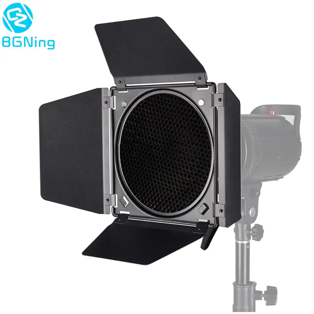 

Aluminum Barn Door w/ Honeycomb Grid 4 Color Gel Filters (Red Yellow Blue Green) for 18mm Standard Reflector Flash Light barrier