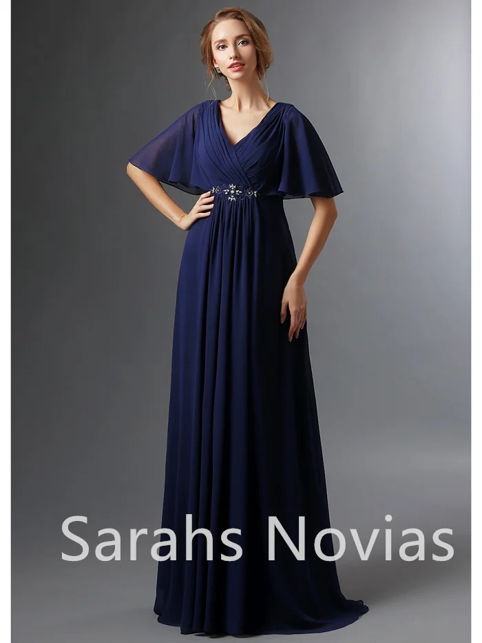 Длинное шифоновое платье для матери невесты Королевского синего цвета жениха на