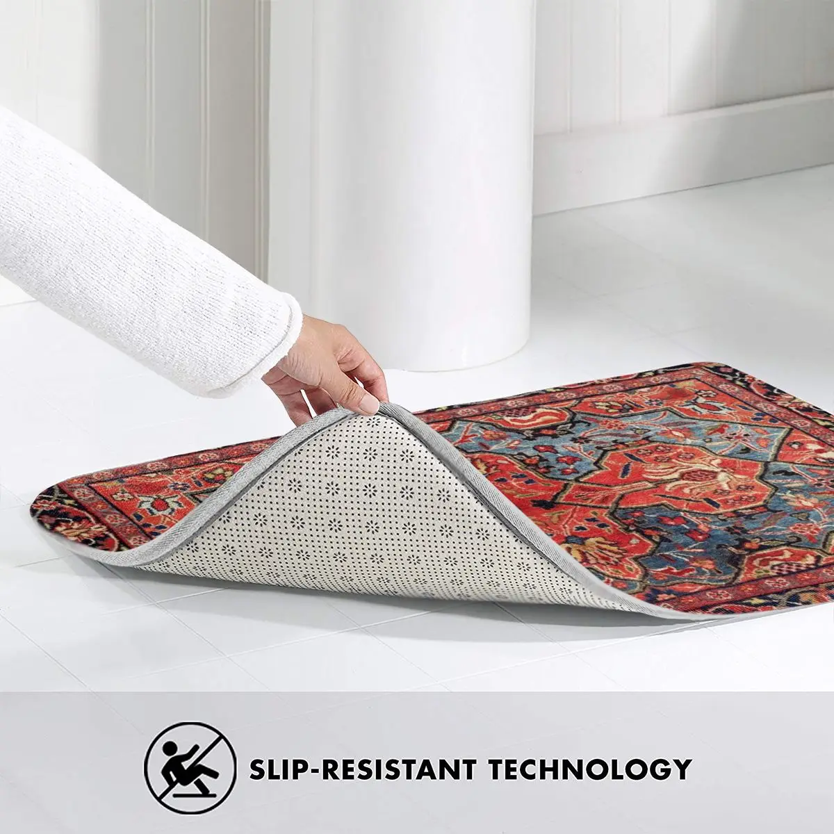 Фланелевой нескользящий напольный коврик Kashan Central Persian Rug с принтом