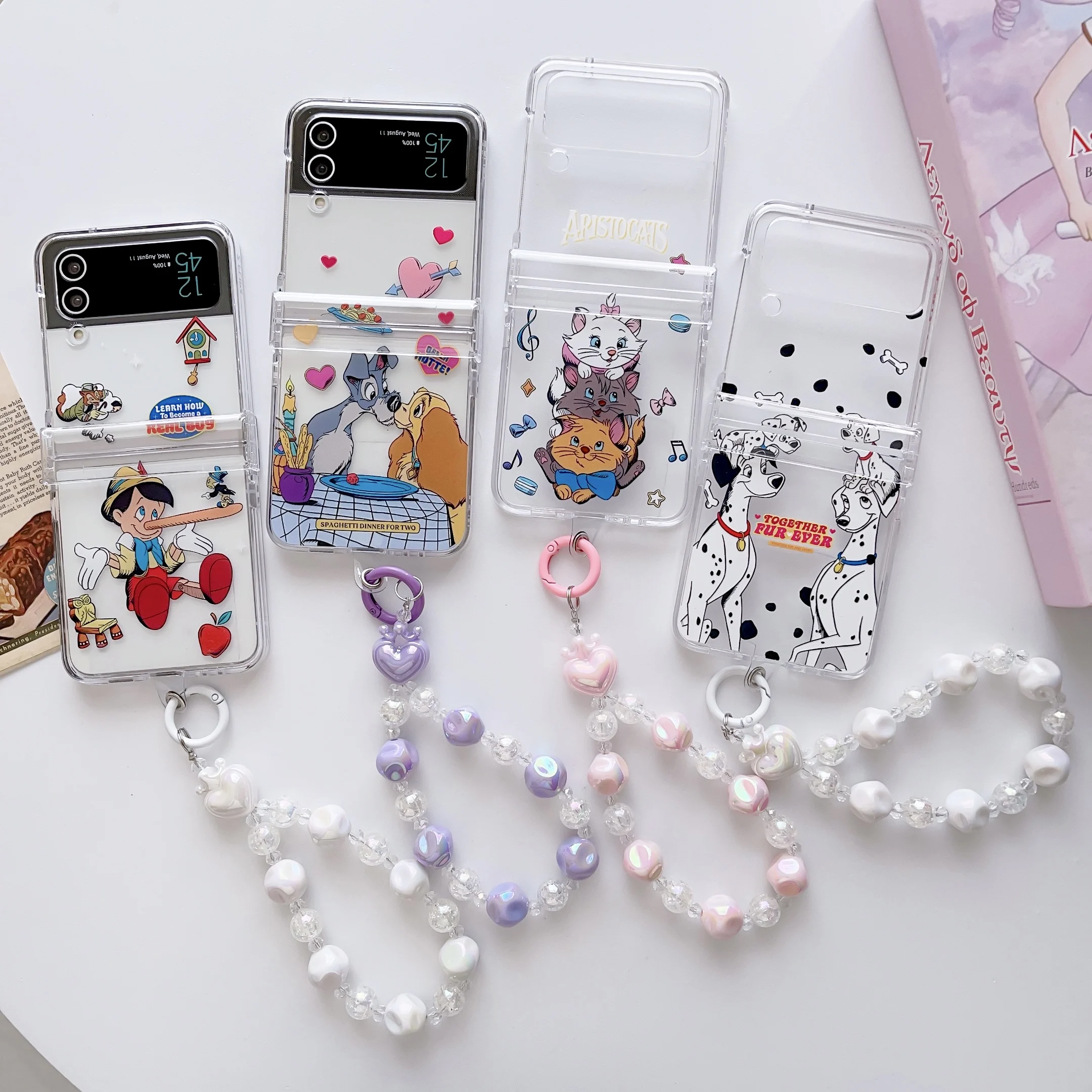 

Disney Marie Cat Dalmatian 3D Doll Hand Chain Phone Case For Samsung Galaxy Z Flip 3 4 5G ZFlip3 ZFlip4 Flip3 Flip4 Cover
