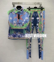 best version luxury brand two piece set summer women starfish shell print sleeveless shirt with leggings 2 peice sets clothes