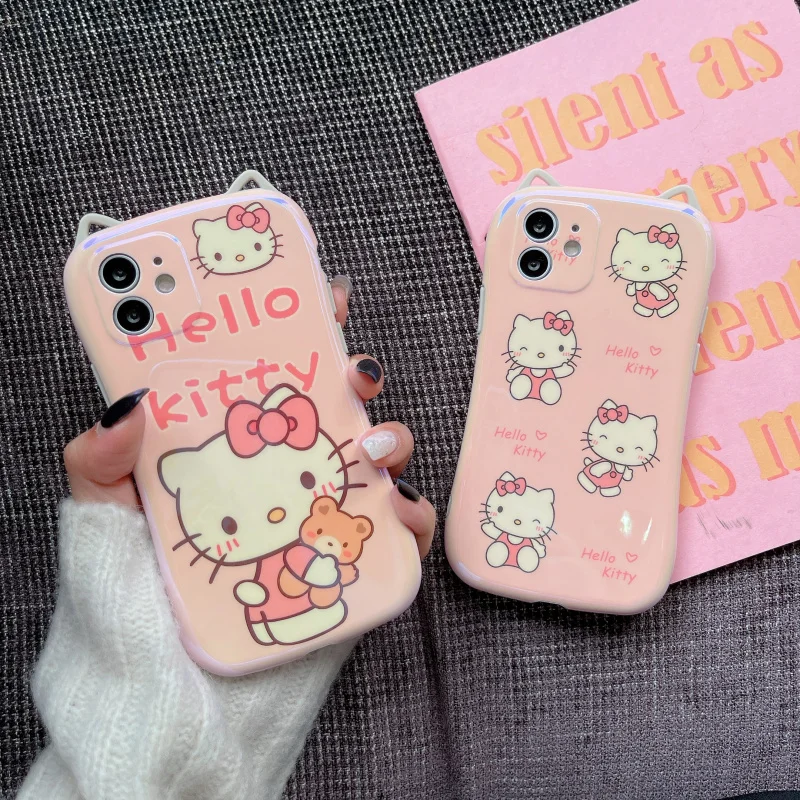 

BANDAI Cartoon Hello Kitty Cute Silicone Phone Case for iPhone 11 12 13 pro XS MAX X XR Cover