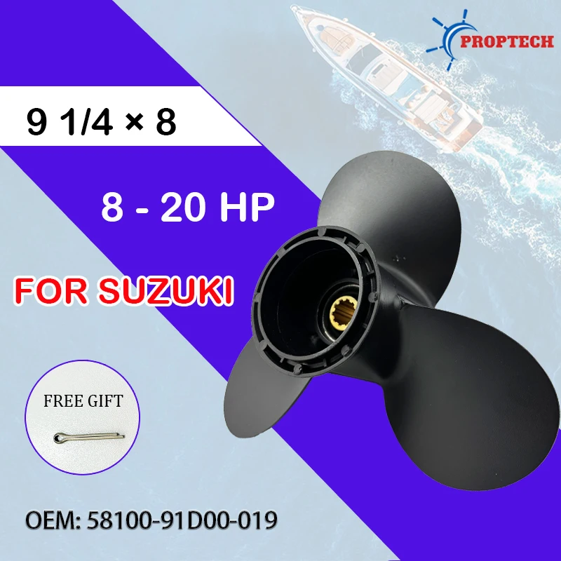 58100-91D00-019 Винт морского пропеллера из алюминиевого сплава для лодки Suzuki 8 л.с. 9 15 20