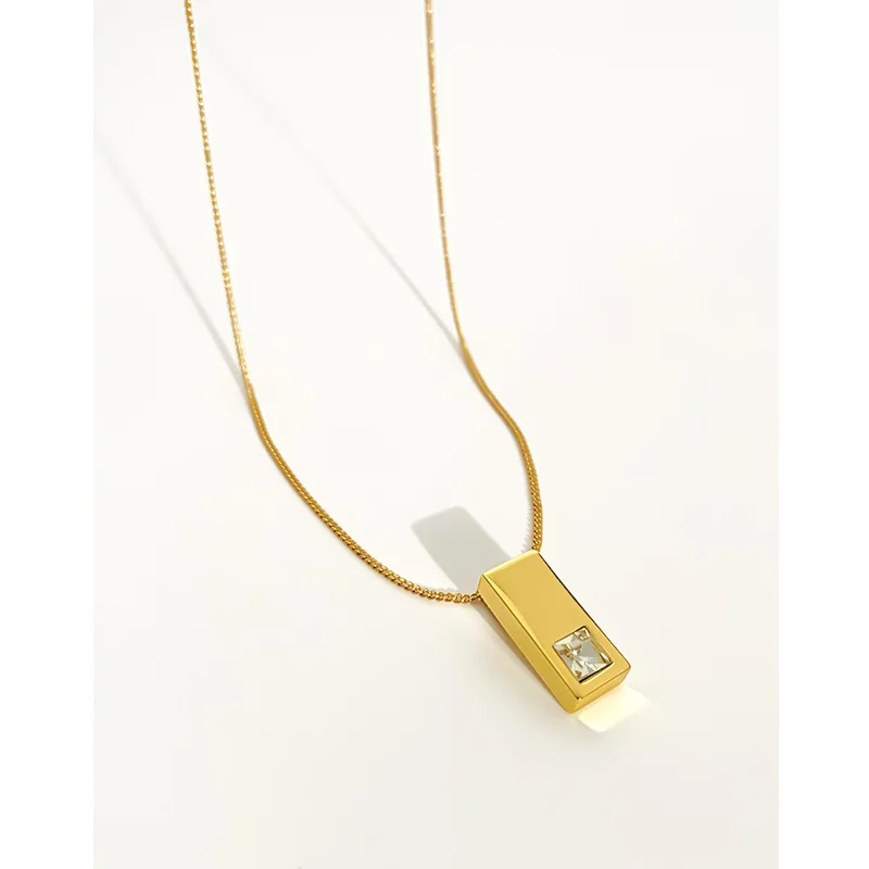 

Высококачественные минималистичные Золотые Квадратные серьги Стразы ожерелье Изысканный модный холодный стиль универсальная цепочка до ...