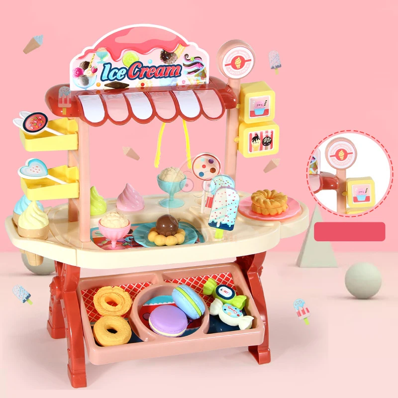 

Kitchen Kids Ice Cream Shopping Cart Simulational Pretend Play Toy Candy Role Play Sale Game Educational Toy For Children Gift