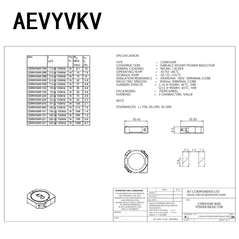 5 шт CDRH104R Индуктивная проволочная обмотка лампа 2 2/3 3/4 7/10/22/33/47/68/100/220/мкГн 10*10*4 м SMD