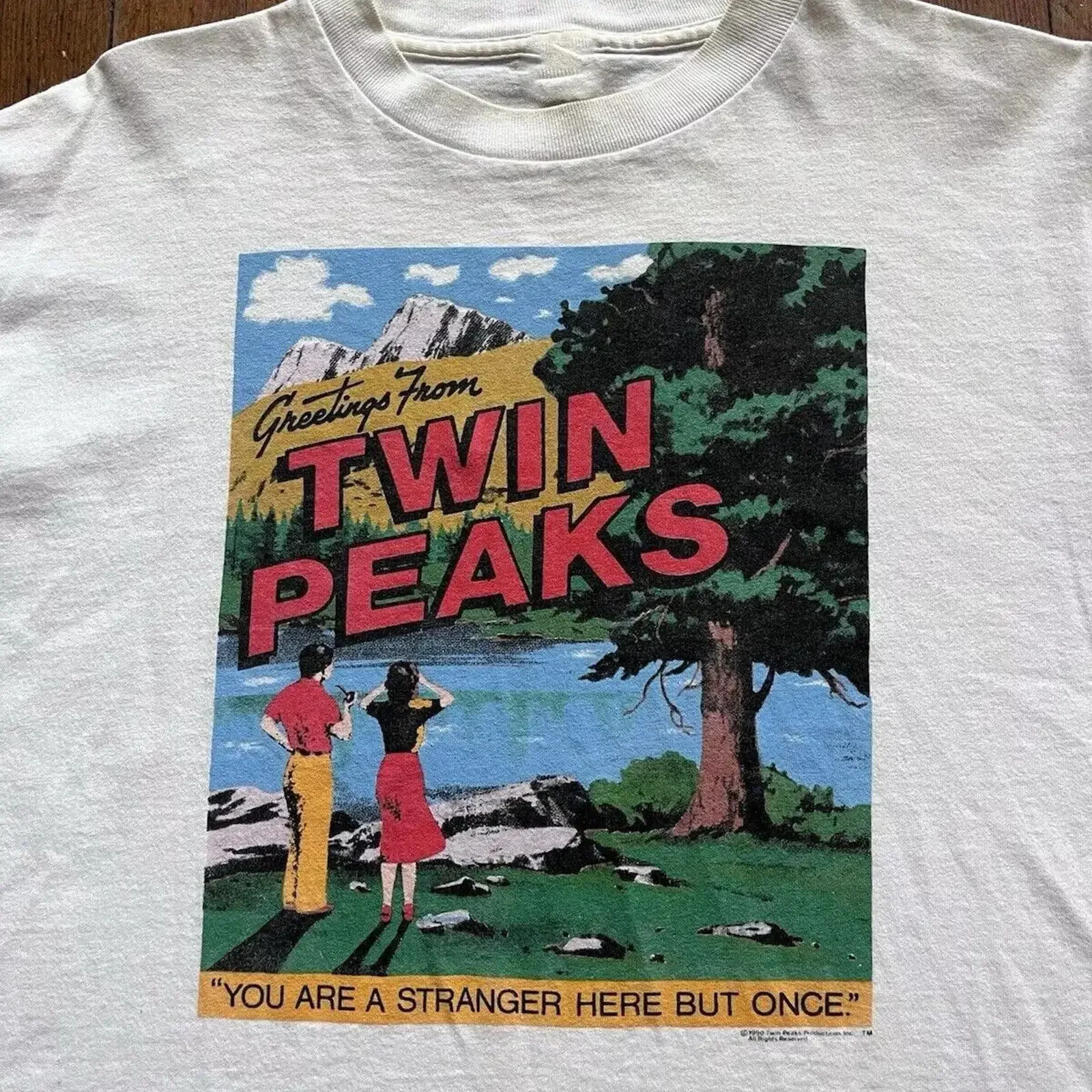 Фото Футболка Twin Peaks David Lynch, хлопковая, размер S-5XL, винтажная, с эффектом потертости, унисекс, модная, с мягкой графической печатью, повседневная, уличная одежда. №1