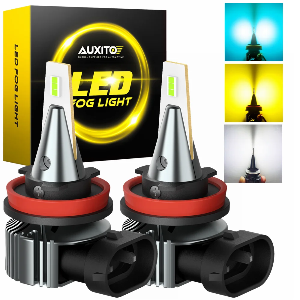 AUXITO 2x H11 LED White Yellow Fog Light Canbus H8 H9 H16(JP) LED Fog Lamp Bulbs Ice Blue LED Foglamp CSP DRL Car Driving Lamp