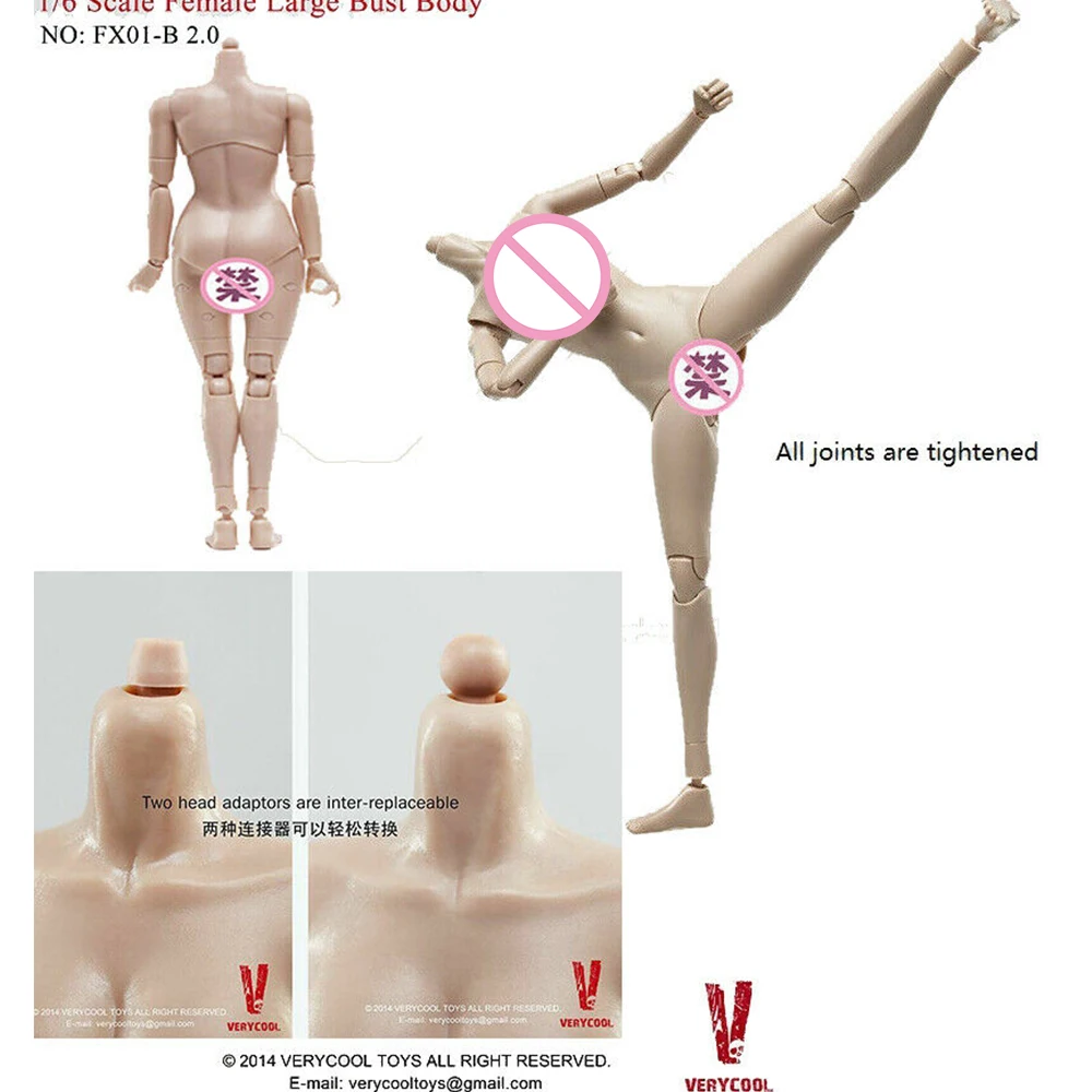 

VERYCOOL Женская объемная фигурка из силикона, полуобхват в упаковке, большая женская экшн-фигурка 2,0 с телом солнечного цвета, 12 дюймов