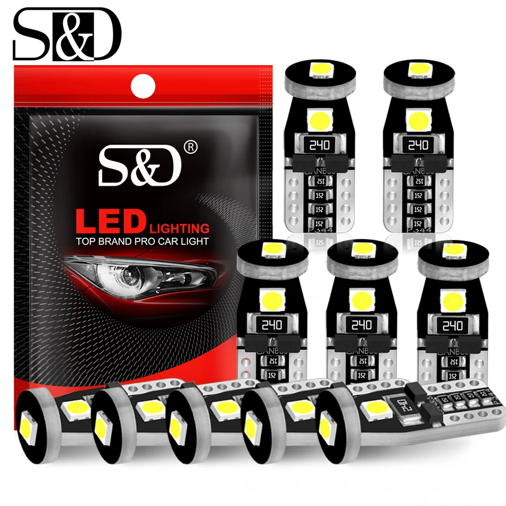 

10Pcs Canbus T10 Led W5W Led Bulbs 168 194 Signal Lamp Dome Reading License Plate Light Car Interior Lights 12V White Red Yellow