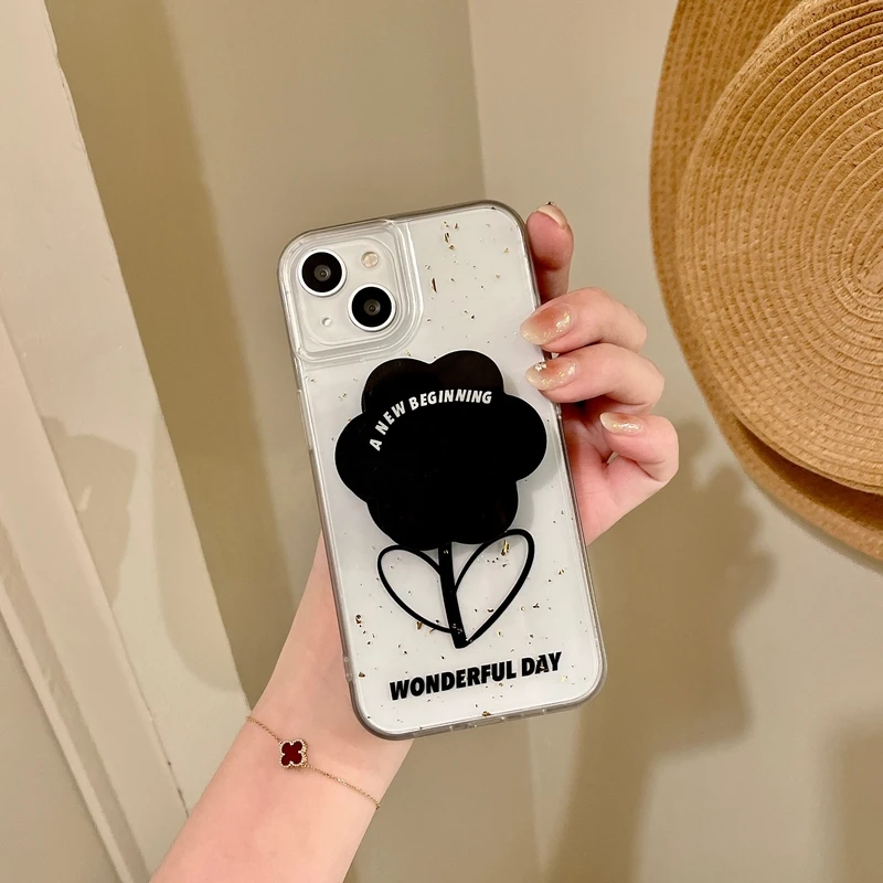 

Luxury Retro Art Tulip flower Holder Stand Phone Case For iPhone 11 12 13 Pro Xs Max Xr Xs 7 8 Puls Soft TPU Cover Coque