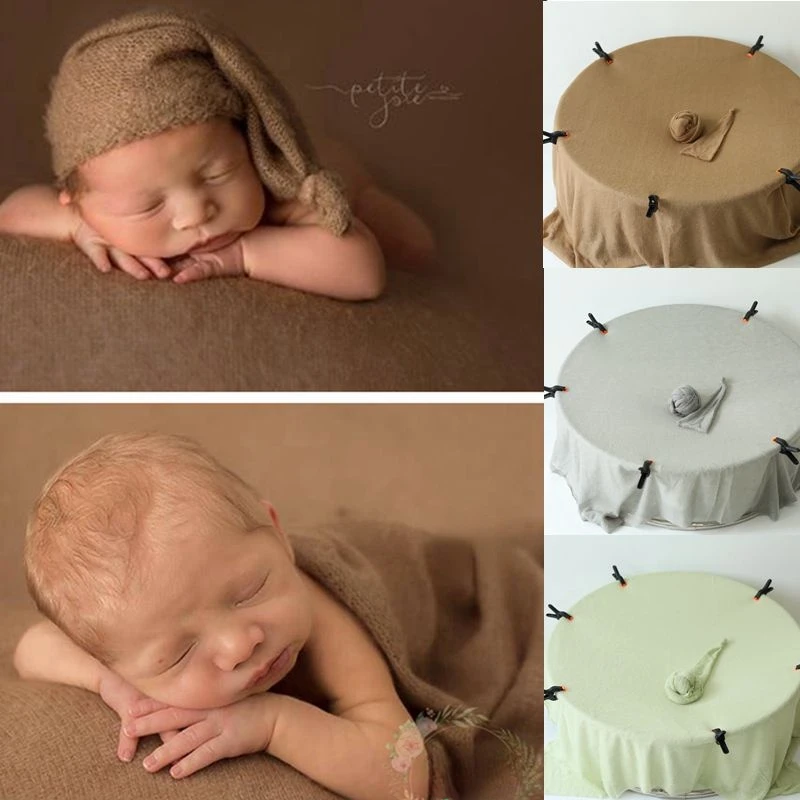 3Pcs/Set  Newborn Photography Accessories Mohair Baby Hat Wrap Knit Soft Stretch Comfort Background Baby Props Photo Frame