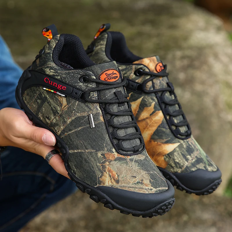 JIEMIAO Men Hiking Shoes Outdoor Tactical Training Army Boots Camouflage Climbing Waterproof Trekking Boots Trail Hunting Shoes